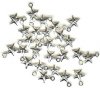 25 9x6mm Silver Plated Hollow Star Pendants